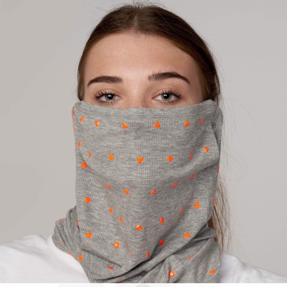 Lele Sadoughi NEW Grey Heart-studded Gaiter Mask